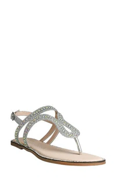 Touch Ups Jeweled Flat Thong Sandal In Silver