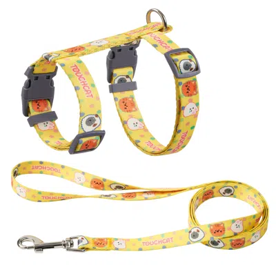 Touchcat Animal Patterned Fashion Cat Harness And Leash In White