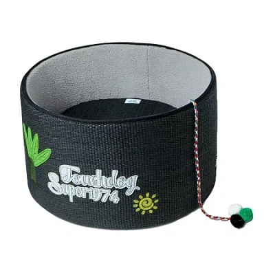 Touchcat Claw-ver Nest' Rounded Scratching W/ Teaser Toy Pet Bed In Black