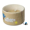 Touchcat Claw-ver Nest Rounded Scratching Cat Bed With Teaser Toy In Brown