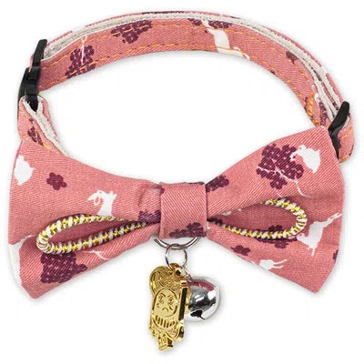 Touchcat Glampurr Elegant Fashion Cat Collar With Large Bowtie And Bell Charm In Pink