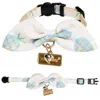Touchcat Pineapple Patterned Designer Cat Collar With Bow In Blue