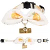 Touchcat Pineapple Patterned Designer Cat Collar With Bow In White