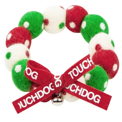 Touchcat Pom-pom Patterned Designer Cat Neck Collar With Chime Bell In Multi