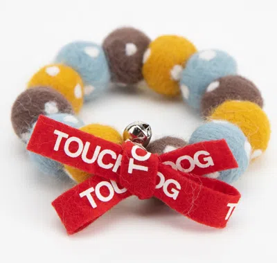 Touchcat Pom-pom Patterned Designer Cat Neck Collar With Chime Bell In Multi