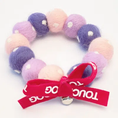 Touchcat Pom-pom Patterned Designer Cat Neck Collar With Chime Bell In Multi