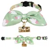 Touchcat Shepherd Patterned Designer Cat Collar With Bow In Green