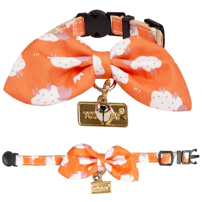 Touchcat Shepherd Patterned Designer Cat Collar With Bow In Multi