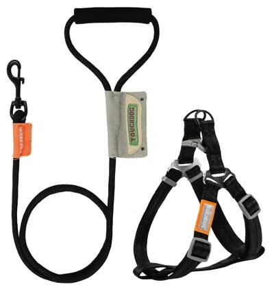 Touchdog 2-in-1 Durable Nylon Dog Harness And Leash - Medium In Black