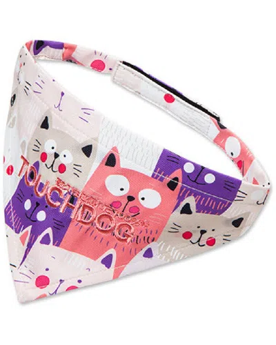 Touchdog Head-popper Fashion Designer Printed Velcro Dog Bandana In Pink