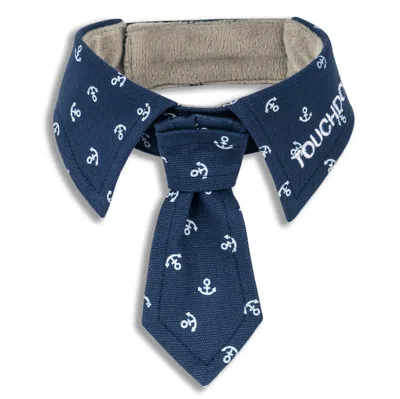 Touchdog Navy Pattern Easy-adjustable Velcro Designer Accessory Fashion Dog Necktie