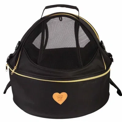 Touchdog Pet Life 'air-venture' Dual-zip Airline Approved Panoramic Circular Travel Pet Dog Carrier In Black