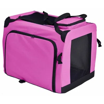 Touchdog Pet Life 'hounda Accordion' Metal Framed Soft-folding Collapsible Dual-sided Expandable Pet Dog Crat In Pink