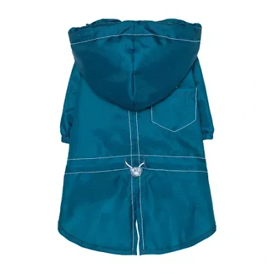 Touchdog Split-vent Designer Waterproof Dog Raincoat In Blue