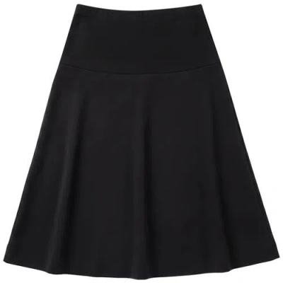 Touche Eclat Ponte Special Wide Waistband Stretch Knit Flared Skirt In Black