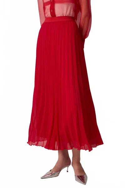 Touché Elegant Pleated Chiffon Maxi Skirt In Red