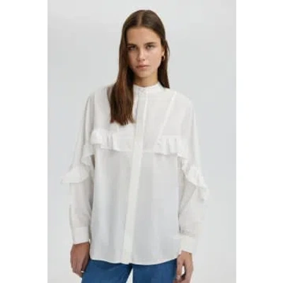Touche Prive Oversized Prairie Frill Poplin Shirt In White