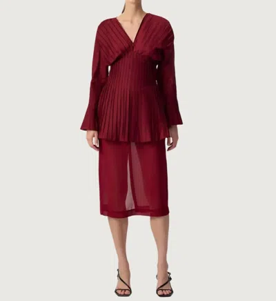 Touche Prive Rachel Pleated Tunic Top In Red