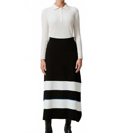 Touche Prive Striped Knitwear Skirt With Elastic Waist In Black