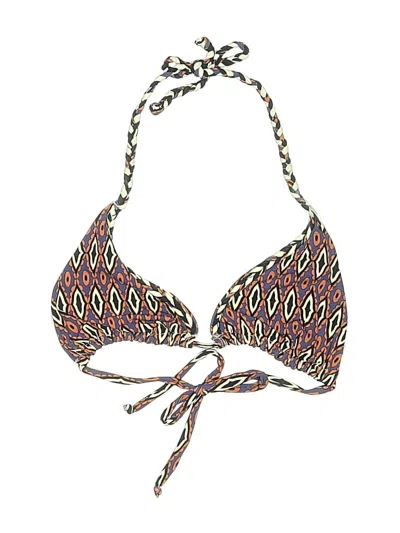 Pre-owned Touché Swimsuit Top Brown Print Pattern Swimwear