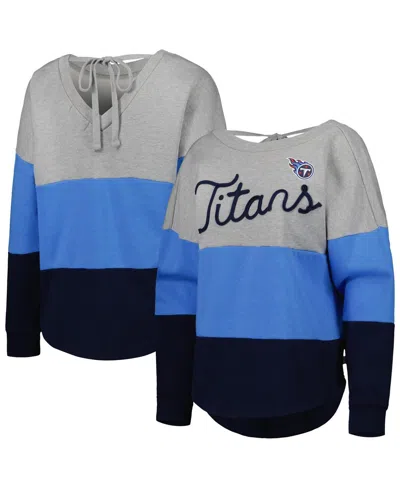 Touché Women's Touch Heathered Gray, Navy Tennessee Titans Outfield Deep V-back Pullover Sweatshirt In Heathered Gray,navy