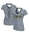 Touché Women's Touch Navy Milwaukee Brewers Halftime Back Wrap Top V-neck T-shirt In Navy