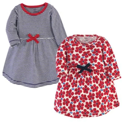 Touched By Nature Kids'  2pk Long Sleeve Organic Dresses In Animal Print