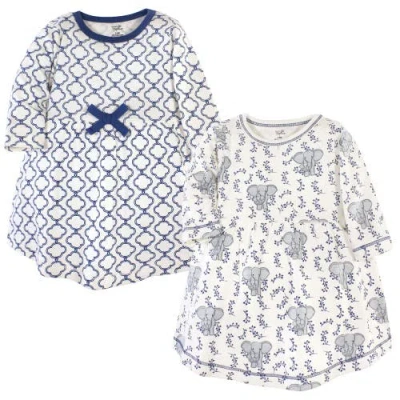Touched By Nature Kids'  2pk Long Sleeve Organic Dresses In Blue