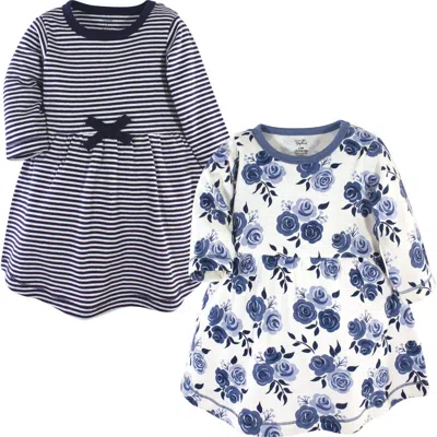 Touched By Nature Babies'  2pk Long Sleeve Organic Dresses In Blue