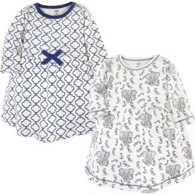 Touched By Nature Babies'  2pk Long Sleeve Organic Dresses In Blue