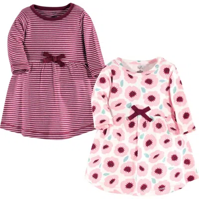 Touched By Nature Babies'  2pk Long Sleeve Organic Dresses In Burgundy