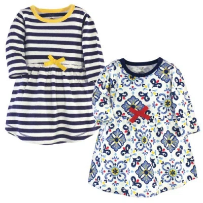 Touched By Nature Kids'  2pk Long Sleeve Organic Dresses In Multi