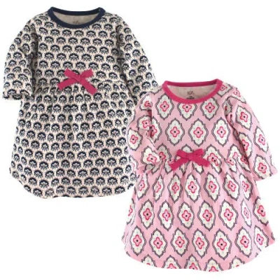 Touched By Nature Kids'  2pk Long Sleeve Organic Dresses In Multi