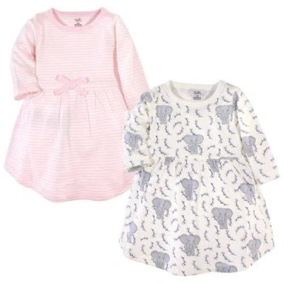 Touched By Nature Kids'  2pk Long Sleeve Organic Dresses In Pink