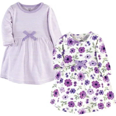 Touched By Nature Babies'  2pk Long Sleeve Organic Dresses In Purple