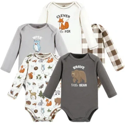 Touched By Nature Babies'  5pk Long Sleeve Organic Bodysuits In Multi