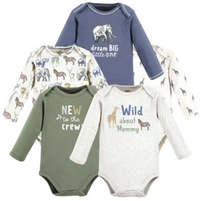 Touched By Nature Babies'  5pk Long Sleeve Organic Bodysuits In Burgundy