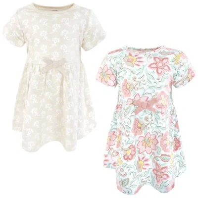 Touched By Nature Babies'  Comfortable Organic Cotton Dresses With Short & Long Sleeve Variations In Multi