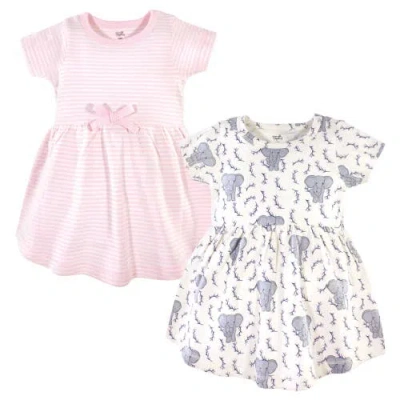 Touched By Nature Babies'  Comfortable Organic Cotton Dresses With Short & Long Sleeve Variations In Multi