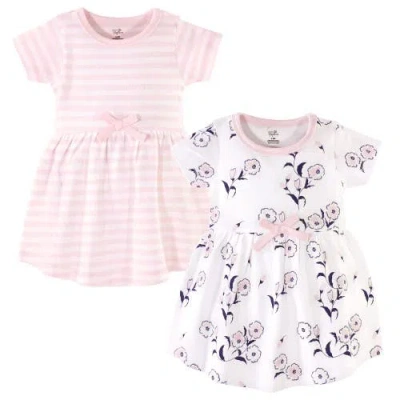 Touched By Nature Babies'  Comfortable Organic Cotton Dresses With Short & Long Sleeve Variations In Multi
