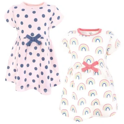 Touched By Nature Babies'  Comfortable Organic Cotton Dresses With Short & Long Sleeve Variations In Multi
