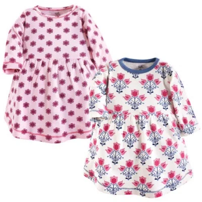 Touched By Nature Kids'  Comfortable Organic Long-sleeve Dress 2 Pack In Multi
