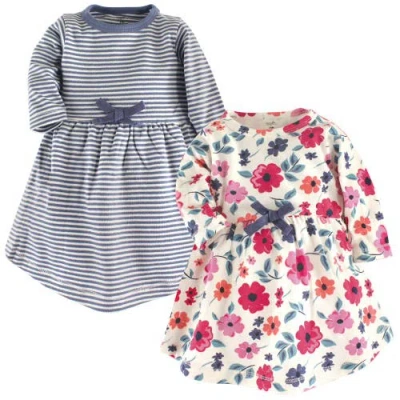 Touched By Nature Kids'  Comfortable Organic Long-sleeve Dress 2 Pack In Multi