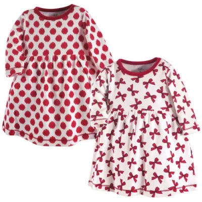 Touched By Nature Kids'  Comfortable Organic Long-sleeve Dress 2 Pack In Multi