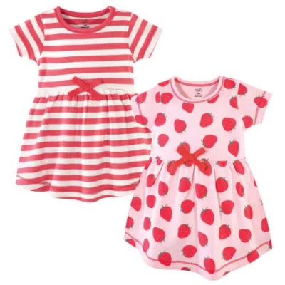 Touched By Nature Babies'  Durable Organic Cotton Short And Long Sleeve Dresses In Multi