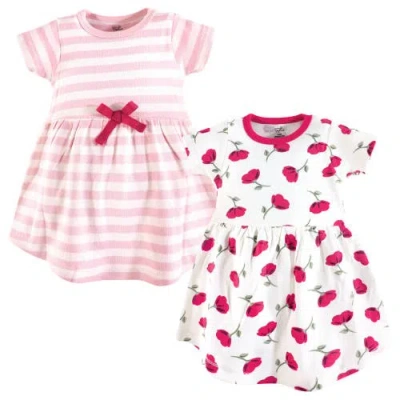 Touched By Nature Babies'  Durable Organic Cotton Short And Long Sleeve Dresses In Pink