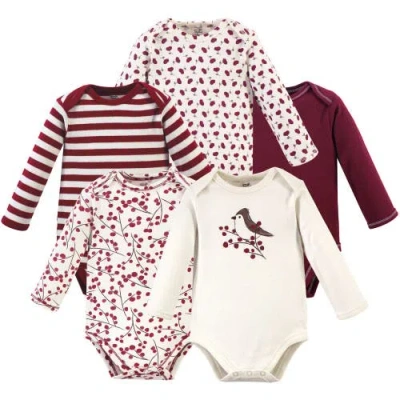 Touched By Nature Babies'  Little Soft Organic Cotton Long-sleeve One-piece Essentials In Burgundy