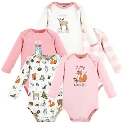 Touched By Nature Babies'  Little Soft Organic Cotton Long-sleeve One-piece Essentials In Pink