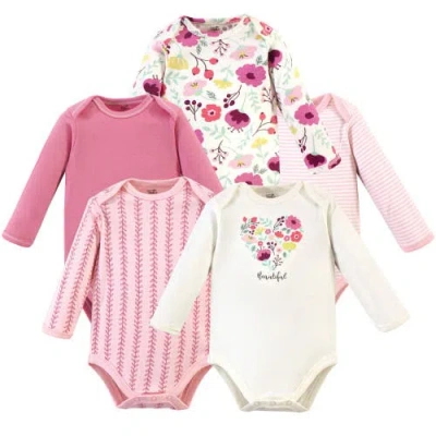 Touched By Nature Babies'  Little Soft Organic Cotton Long-sleeve One-piece Essentials In Pink