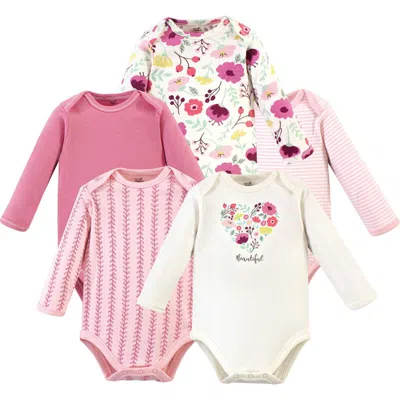 Touched By Nature Babies'  Little Soft Organic Cotton Long-sleeve One-piece Essentials In Pink